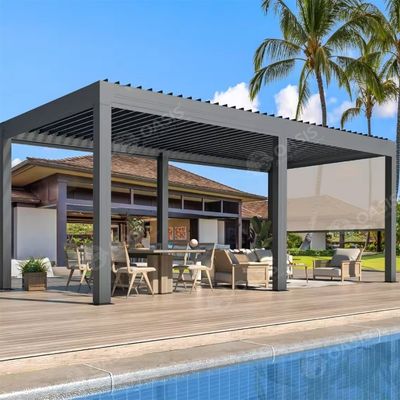 Pergola de aluminio de exterior completamente sellada e impermeable para los restaurantes