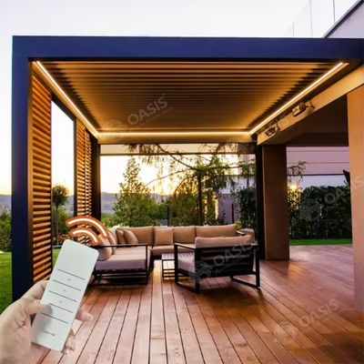 Freestanding Weatherproof Electric Aluminum Louvered Pergola For Mansions